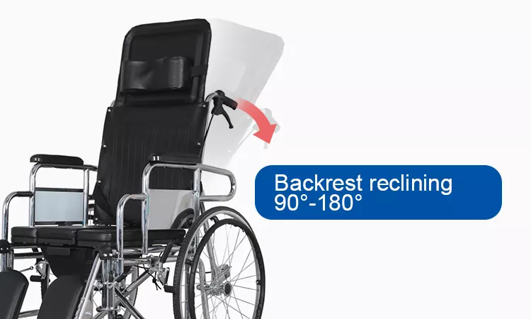 Commode Wheelchair 608gc 180 degree backrest