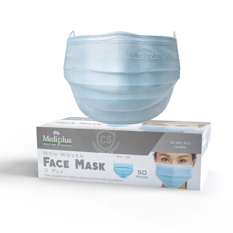 Disposable Surgical Face Mask 3-ply Mediplus pack of 50 pcs Skin Friendly Non-woven