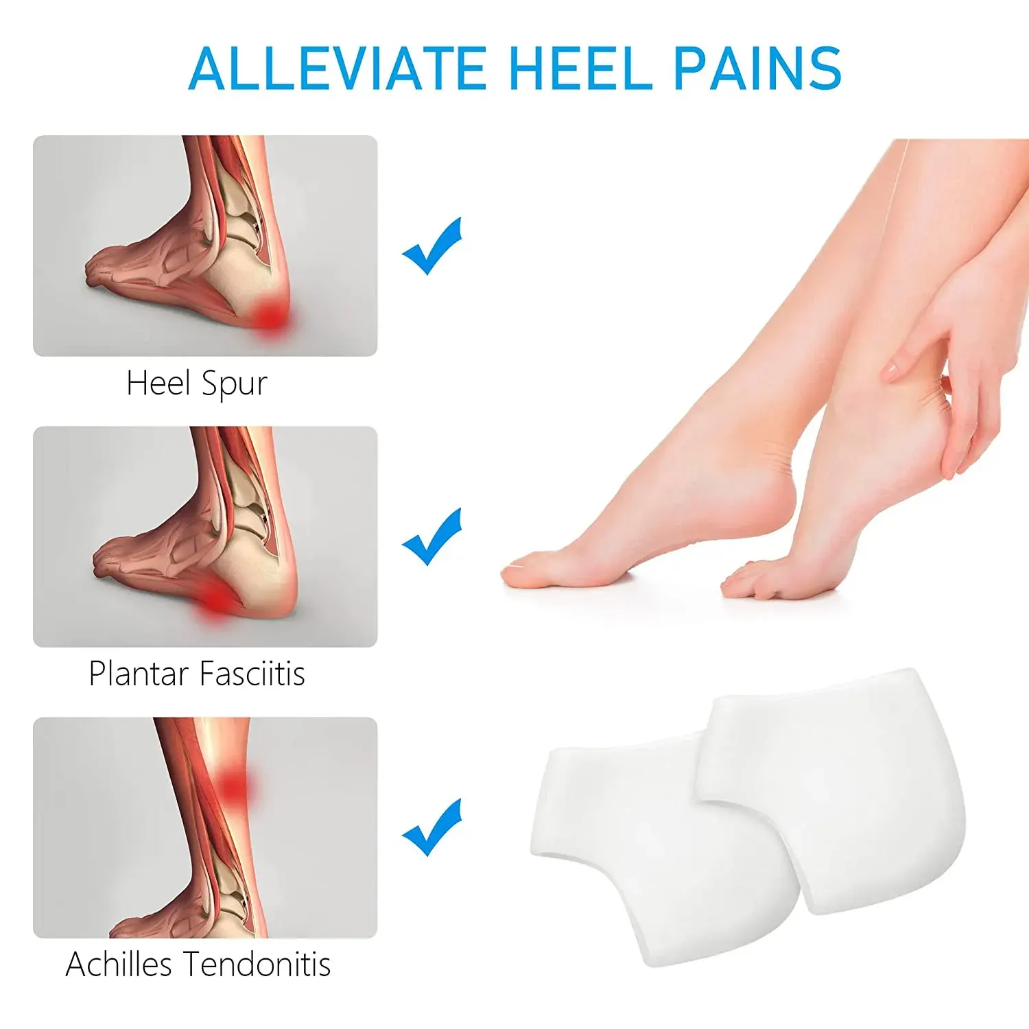 Silicone heel cover to alleviate heel pain