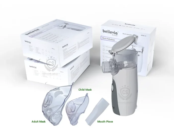 Handheld Portable Nebulizer Machine Believia Mesh with double mask and mouth piece