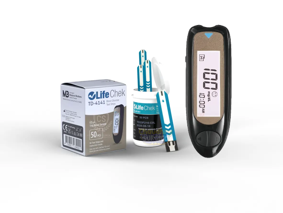 Life Chek Glucometer 50 Strips Pack TD-4141 with Life Check Glucometer