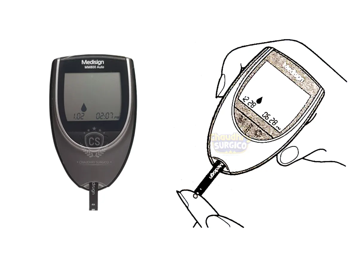 Glucometer Medisign MM800 -step5- apply blood to test strips