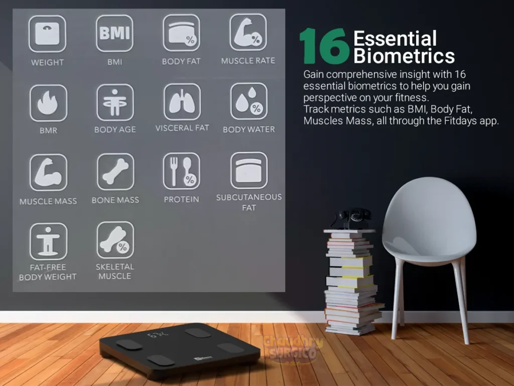 Medico Body Fat BMI Weight Scale 16 essentials biometrics