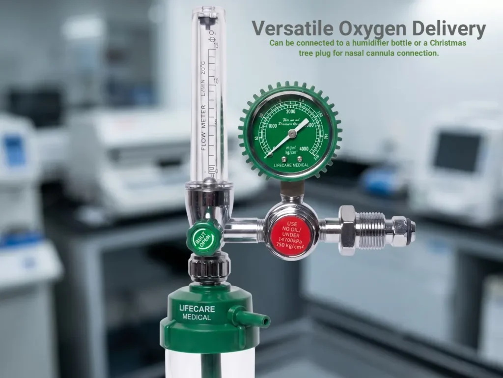 Oxygen Regulator Lifecare with flow meter and Humidifier - Versatile Oxygen Delivery