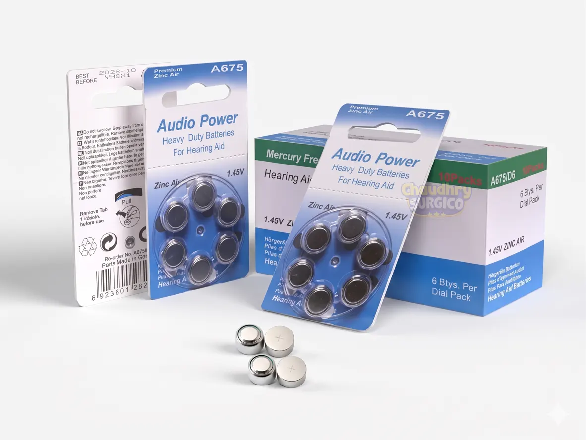 Audio Power Hearing aid cells Batteries size A675 pack of 6 cells - compatible with multiple hearing aids