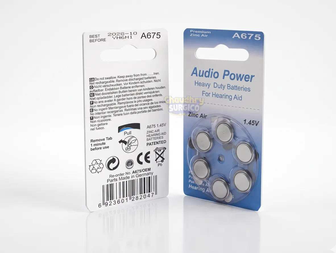 Audio Power Hearing aid cells Batteries size A675 pack of 6 cells